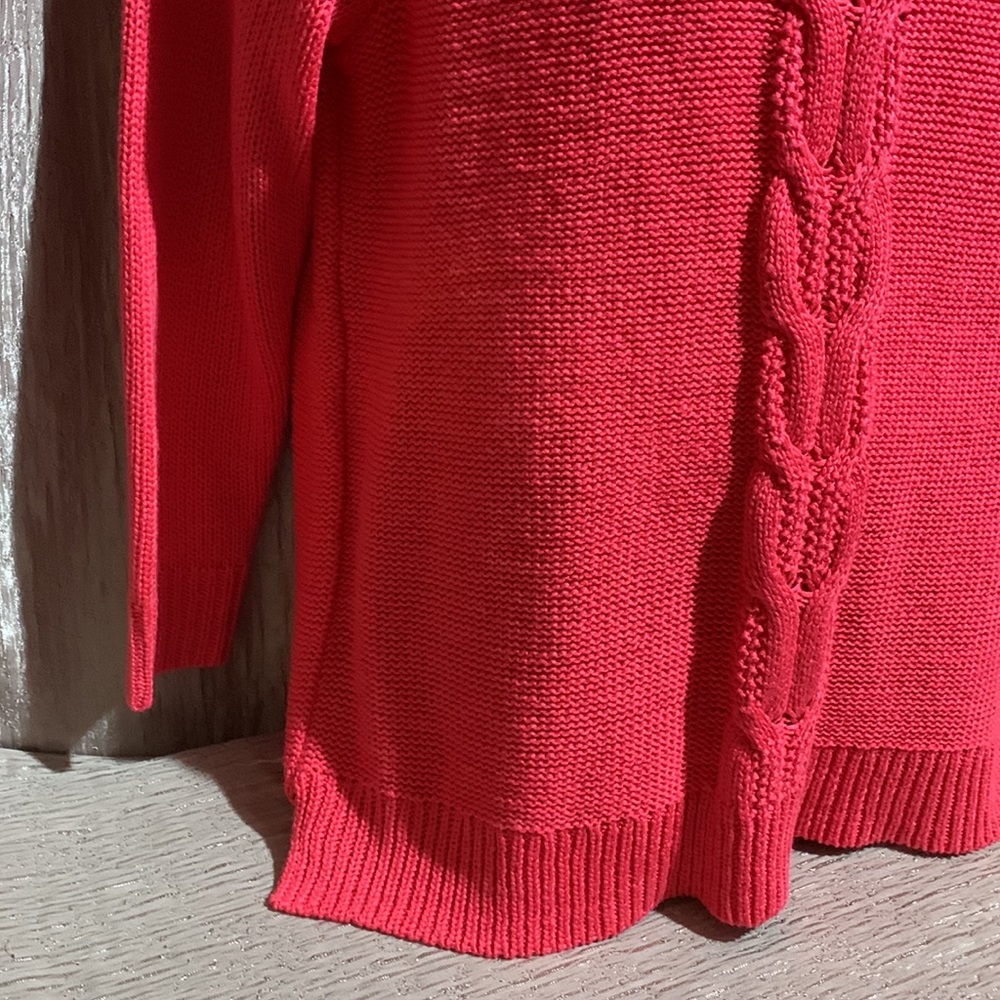 Apt. 9 Sweater Pullover Dark Pink/Red 1X Stretchy Long Sleeve Cable Knit - Picture 5 of 16
